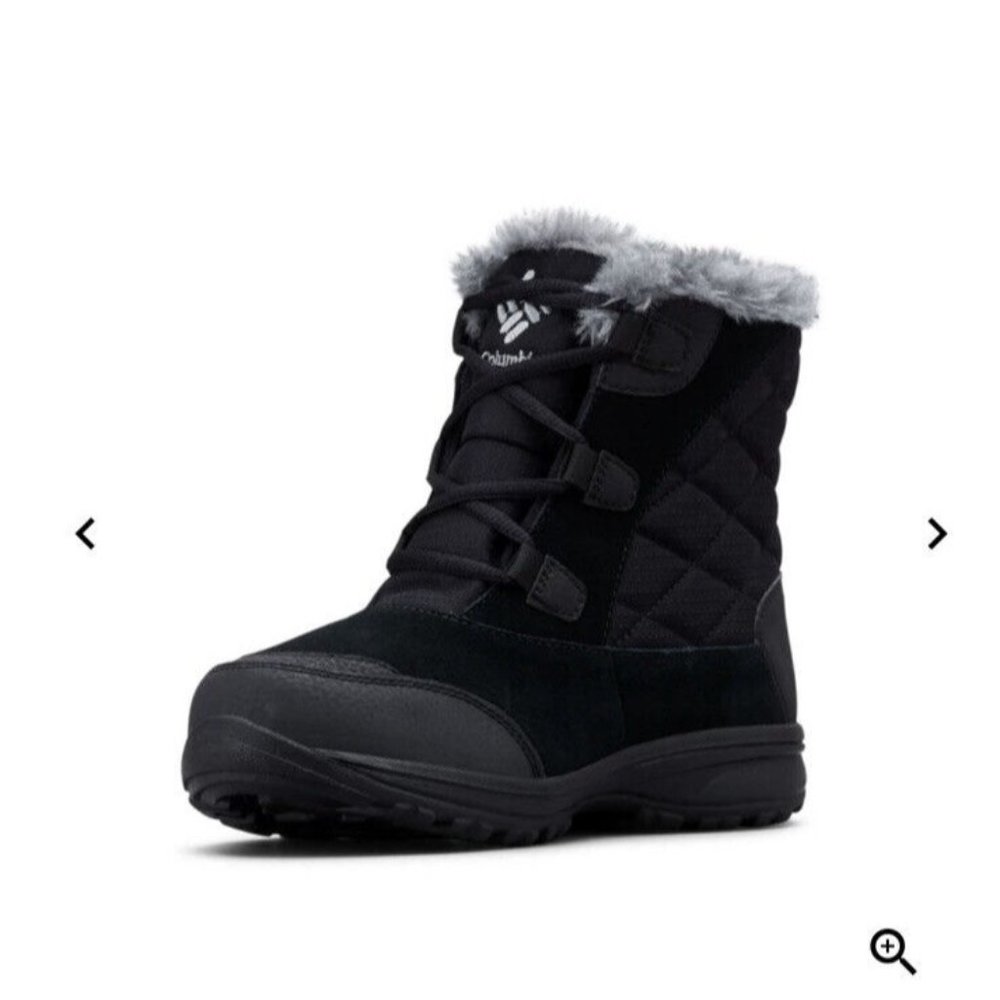 New Columbia Ice Maiden Shorty Black Grey Gray Insulated Waterproof Boot Size 5